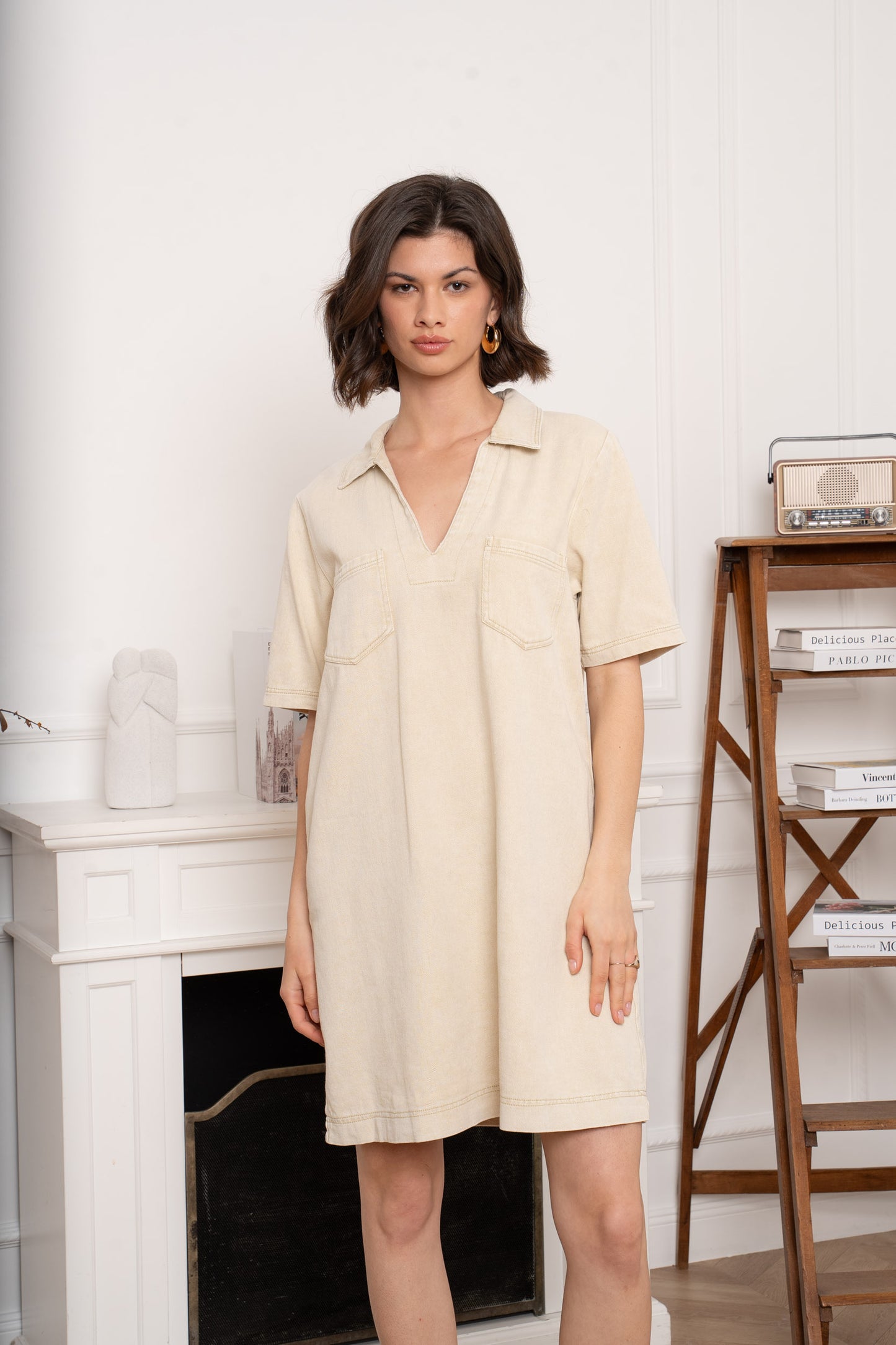 Robe jeans beige