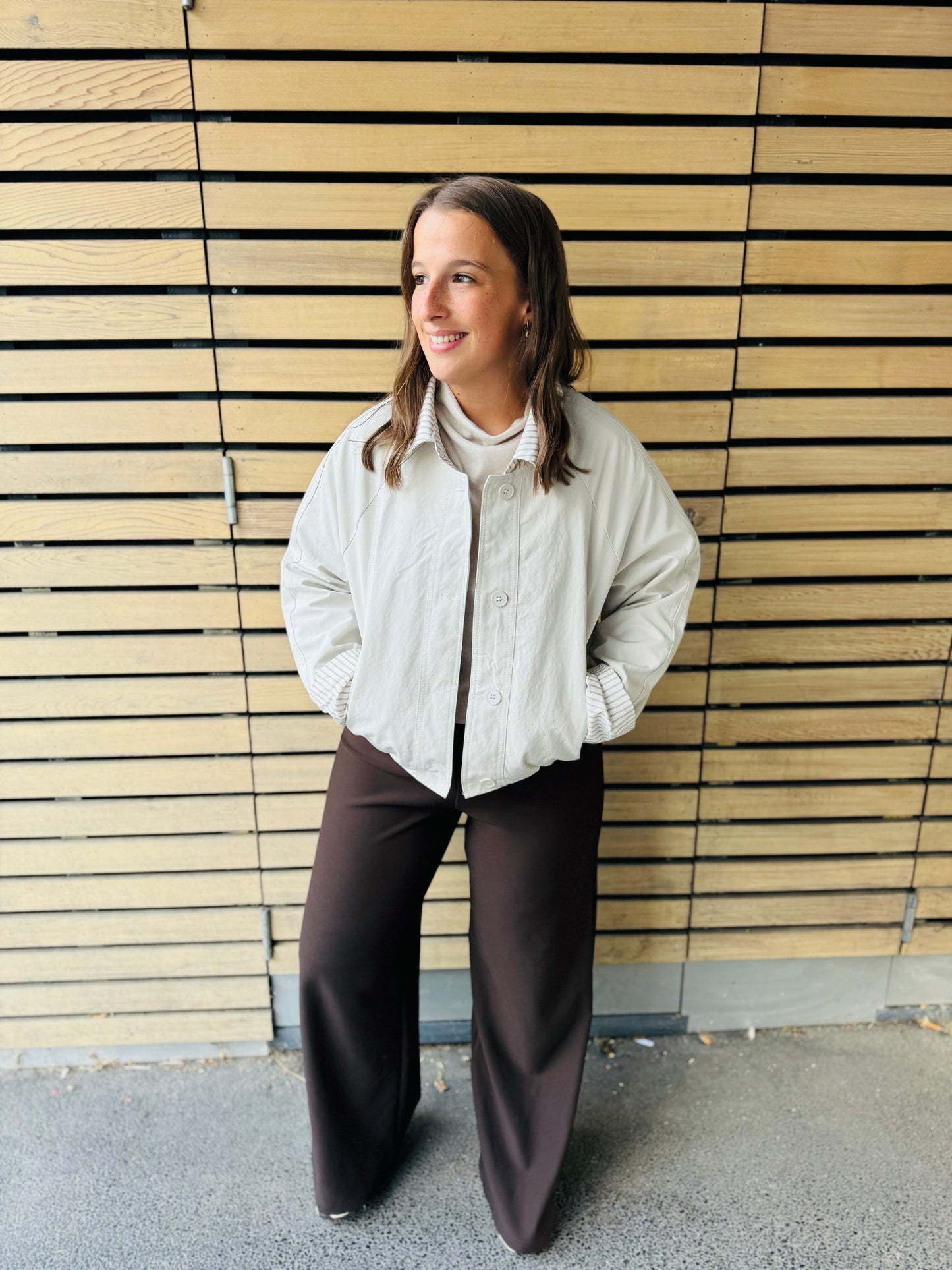 Veste beige col chemise