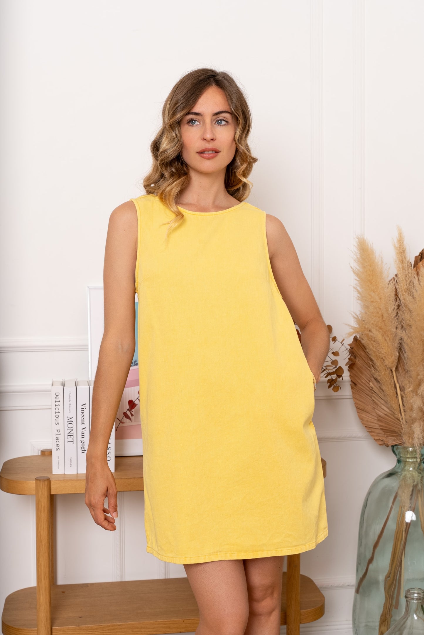 Robe jeans jaune