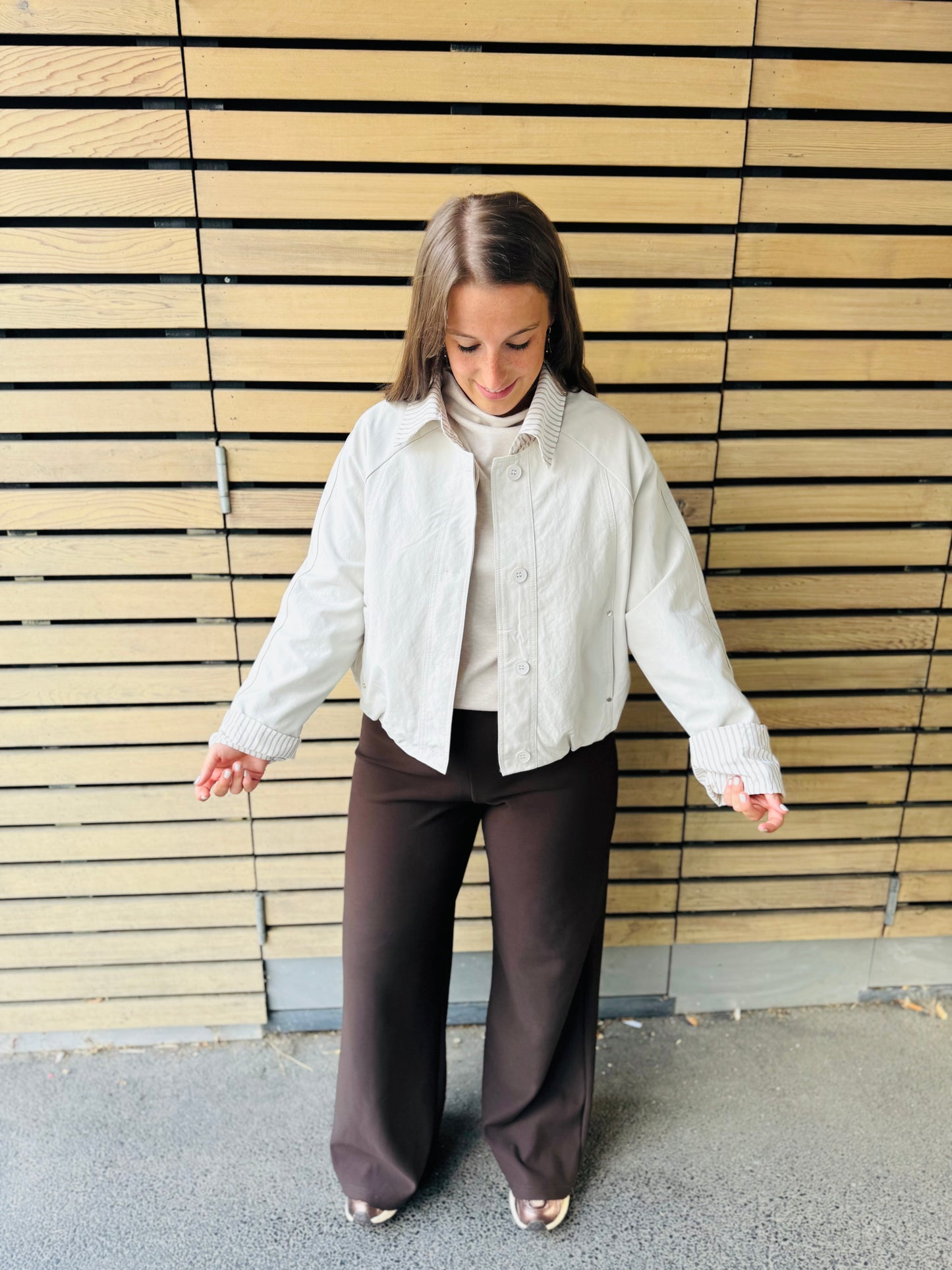 Veste beige col chemise