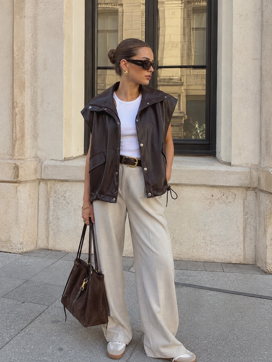 Veste en cuir sans manche