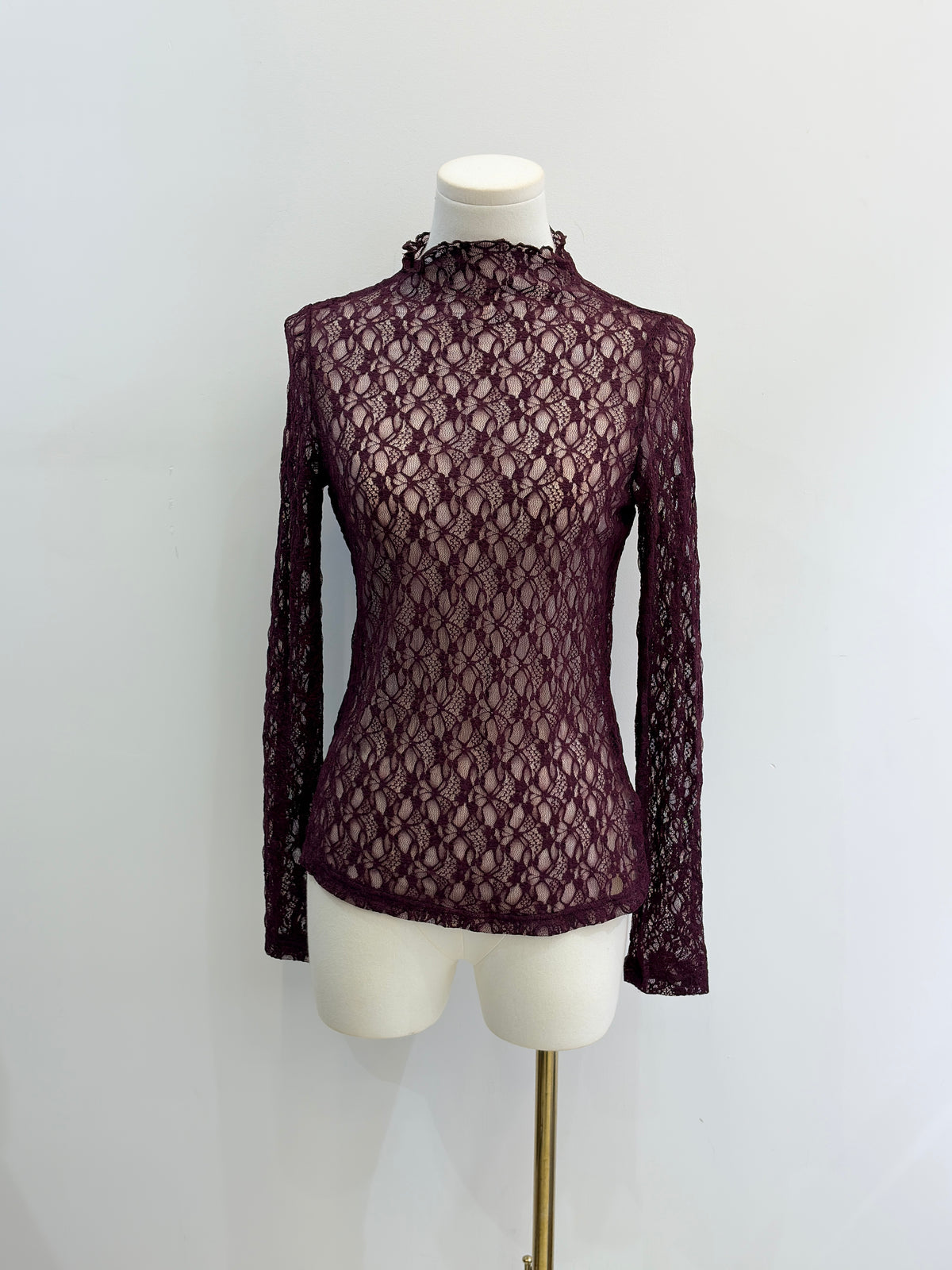 Blouse dentelle prune