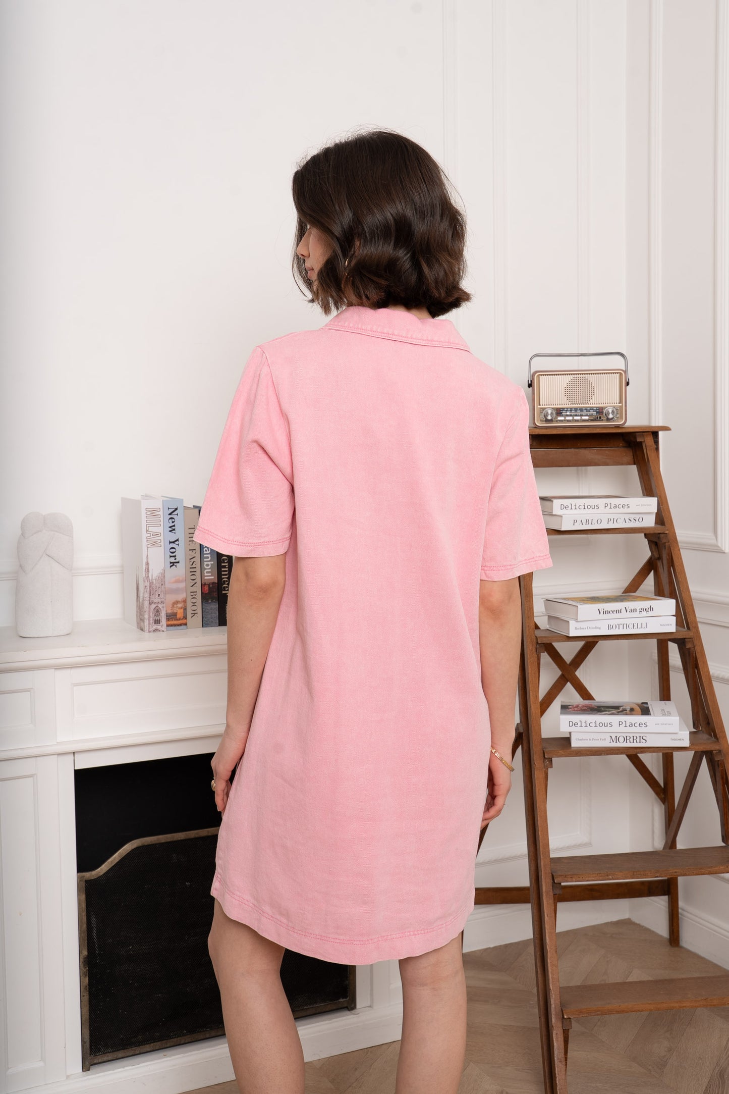 Robe jeans rose clair