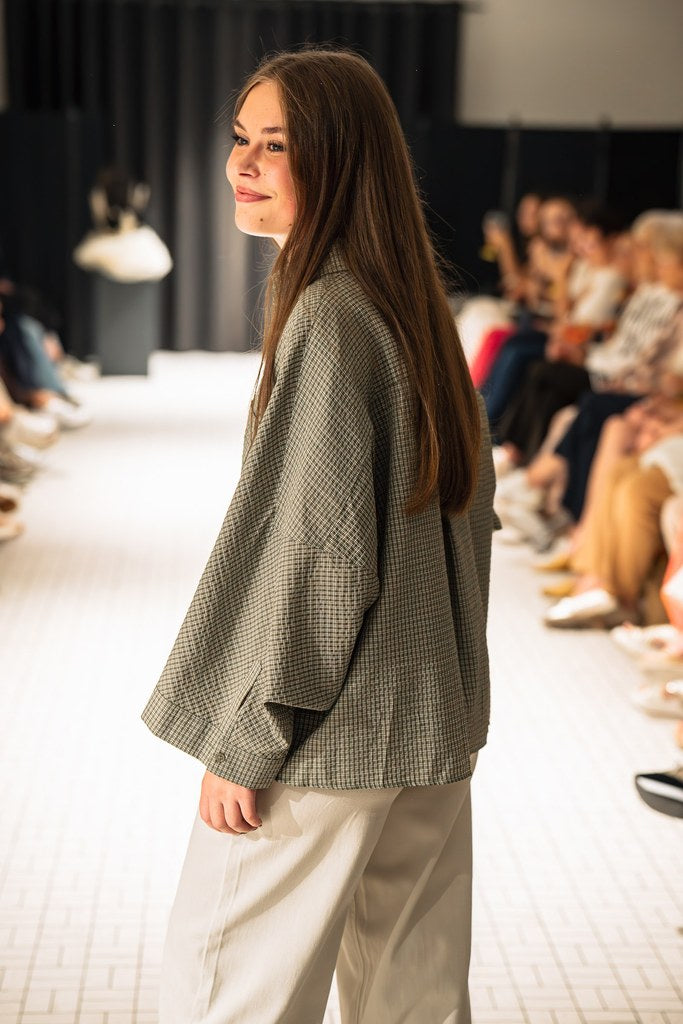 Chemise à carreaux kaki