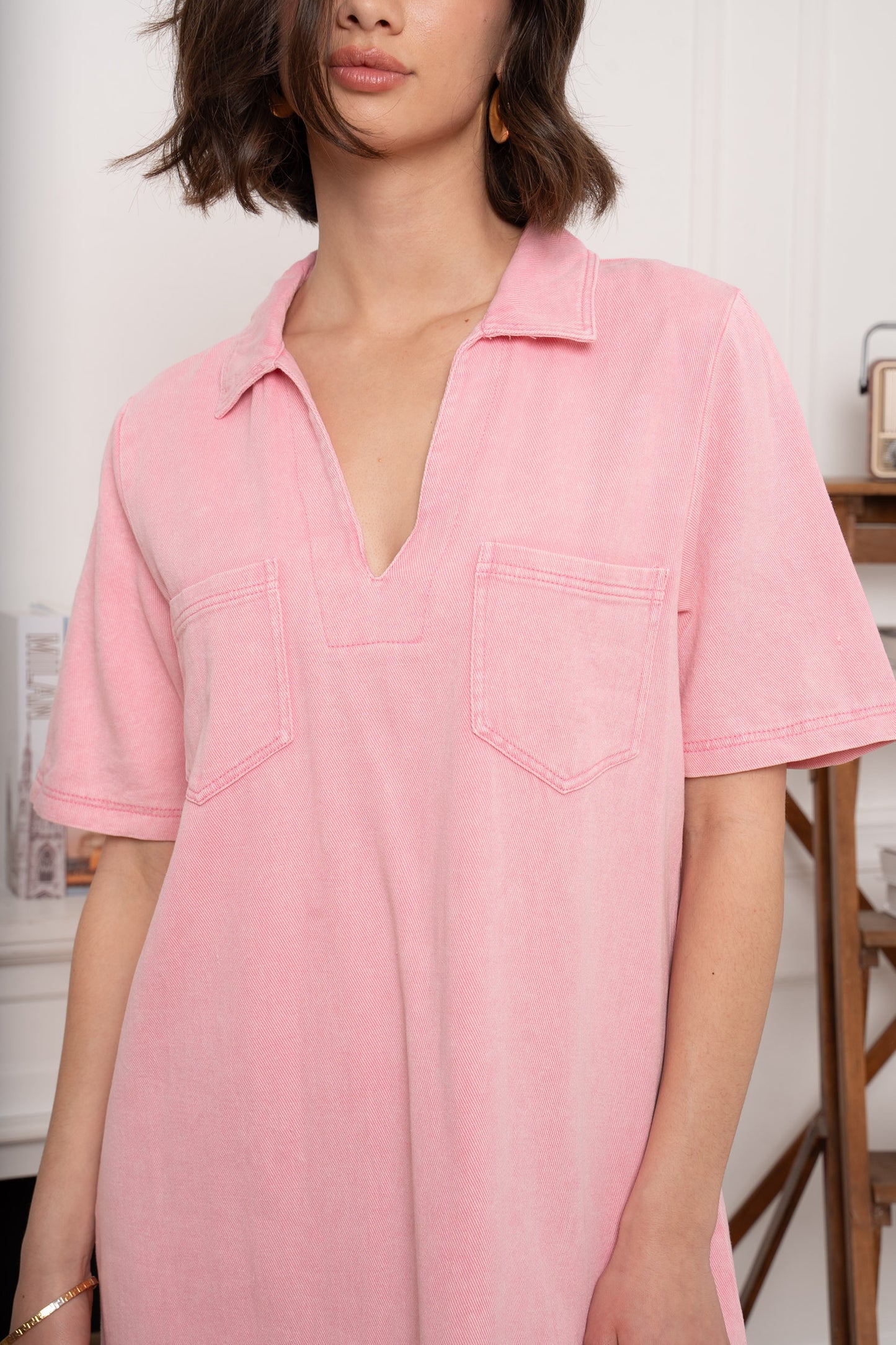 Robe jeans rose clair