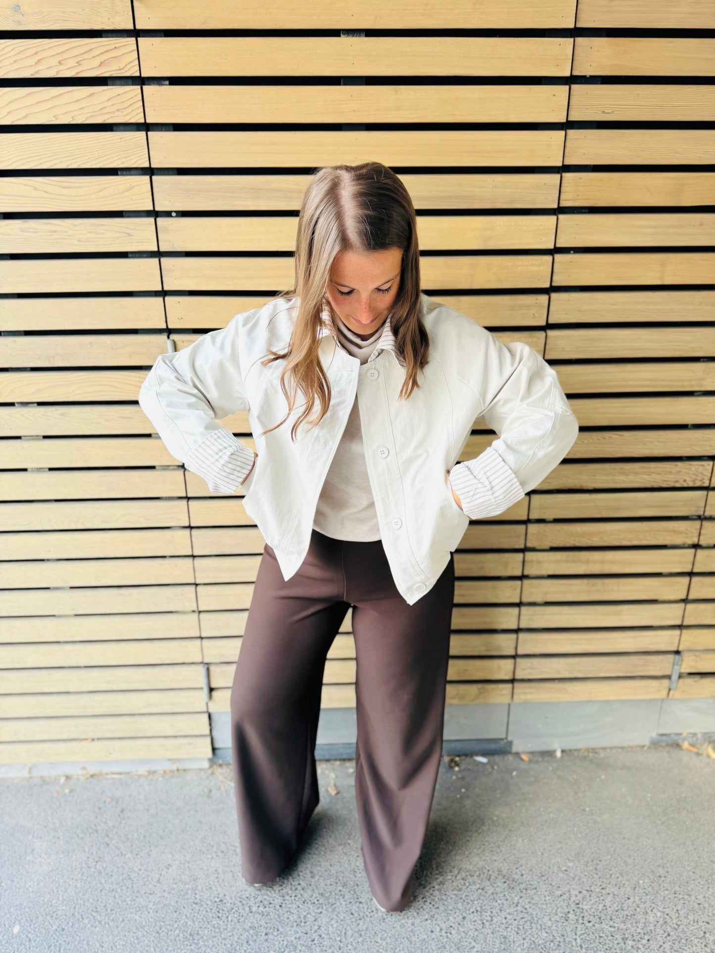 Veste beige col chemise