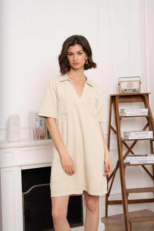 Robe jeans beige