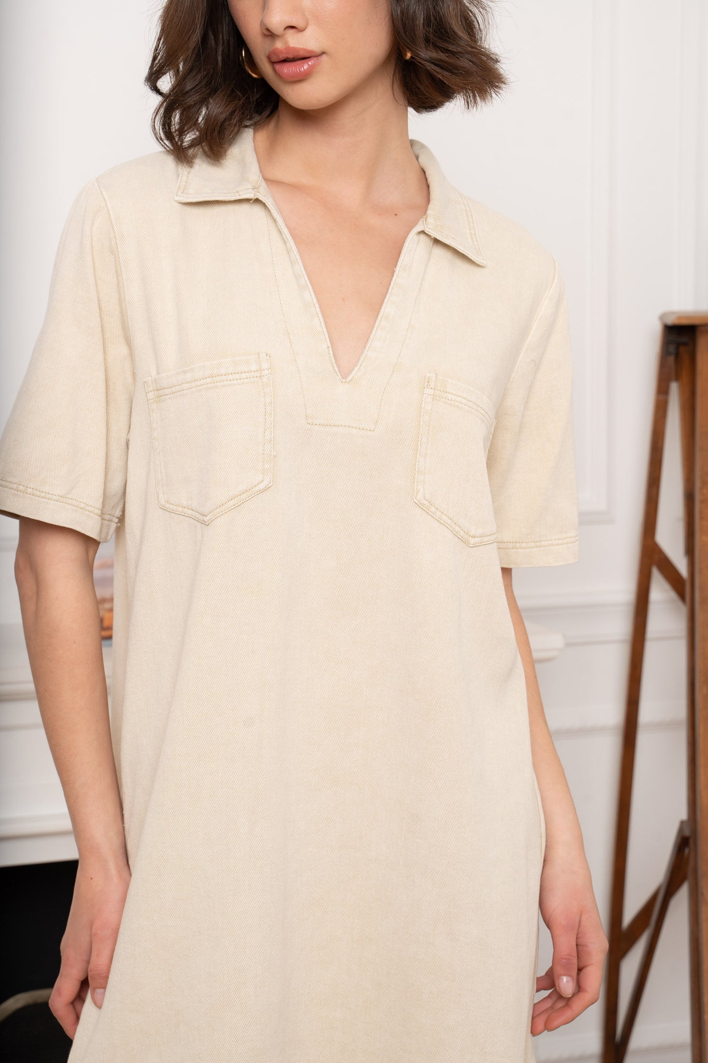 Robe jeans beige