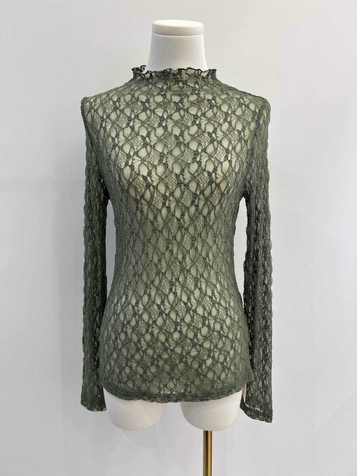 Blouse dentelle kaki