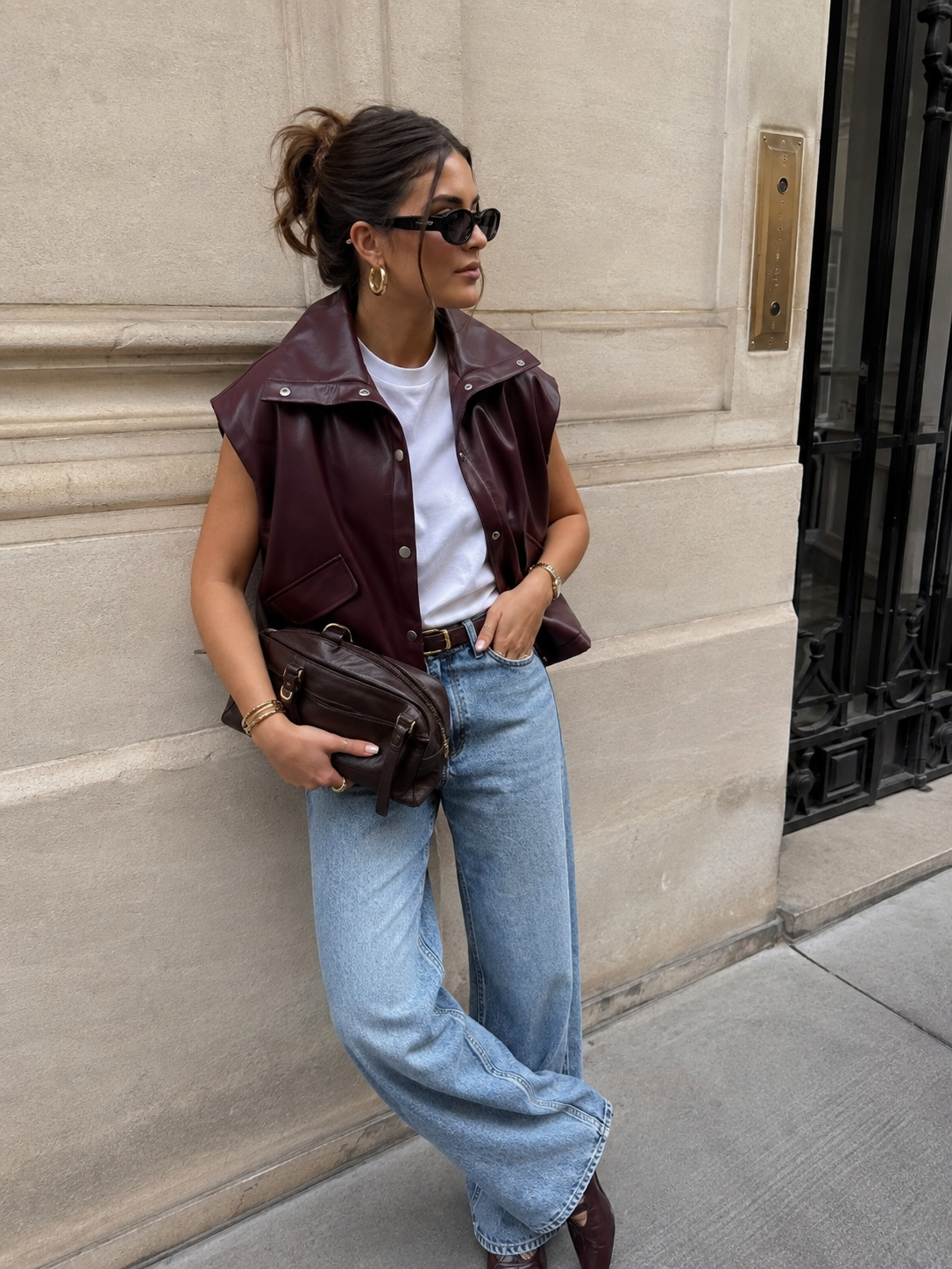 Veste en cuir sans manche