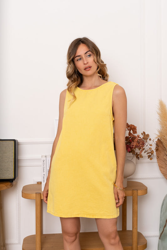 Robe jeans jaune