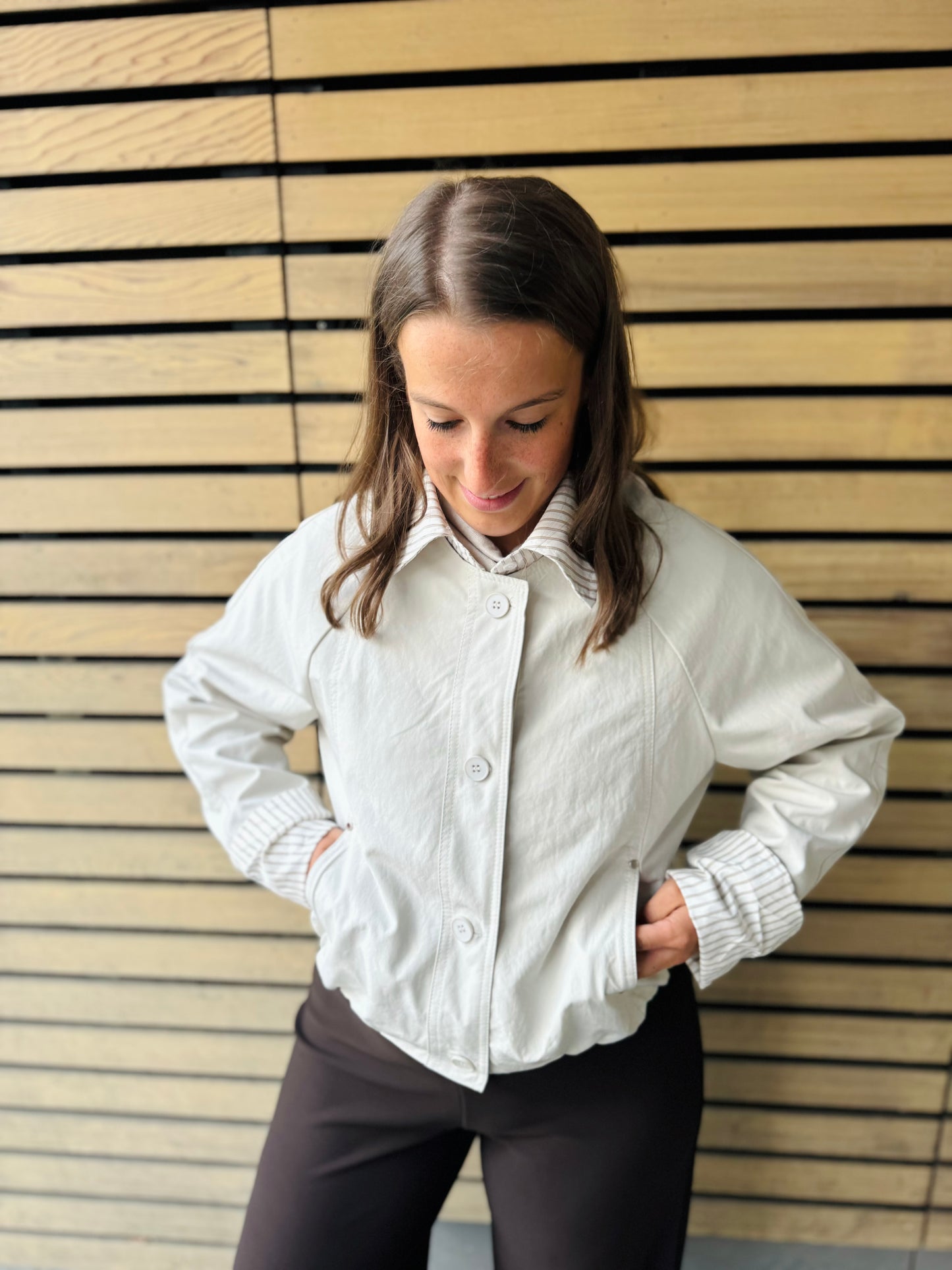 Veste beige col chemise