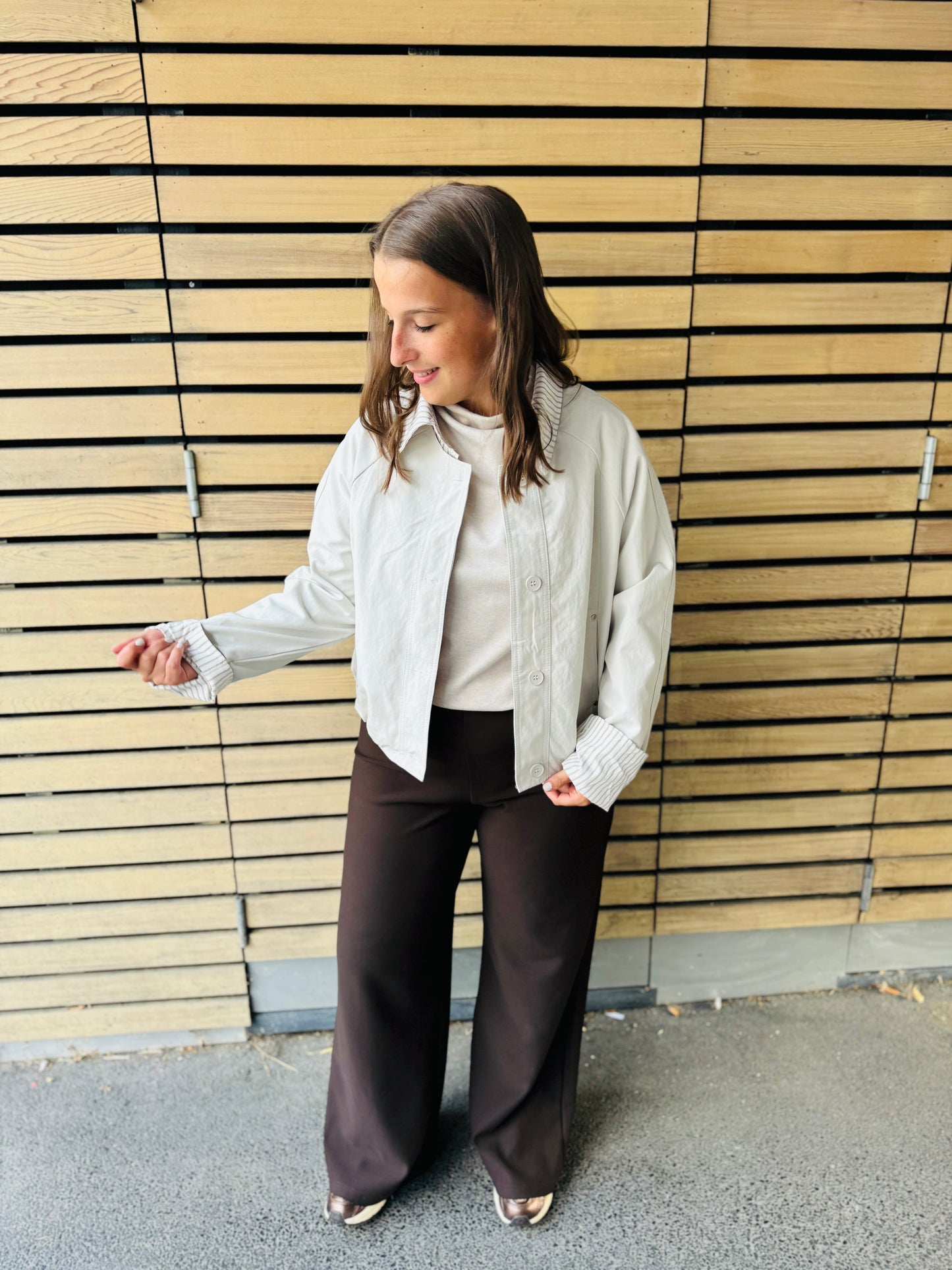 Veste beige col chemise