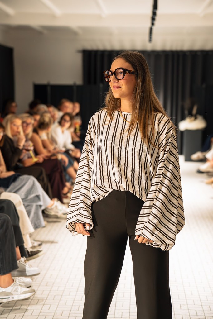 Blouse lignée chocolat/blanc cassé