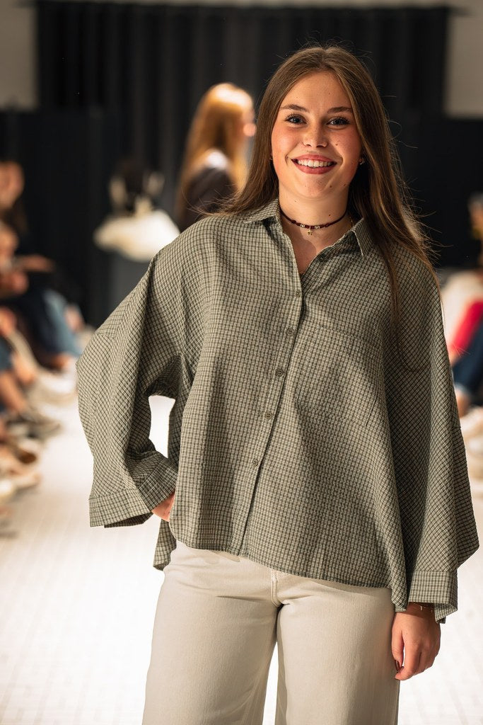 Chemise à carreaux kaki