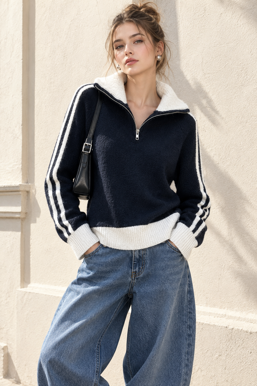 Pull zip col montant