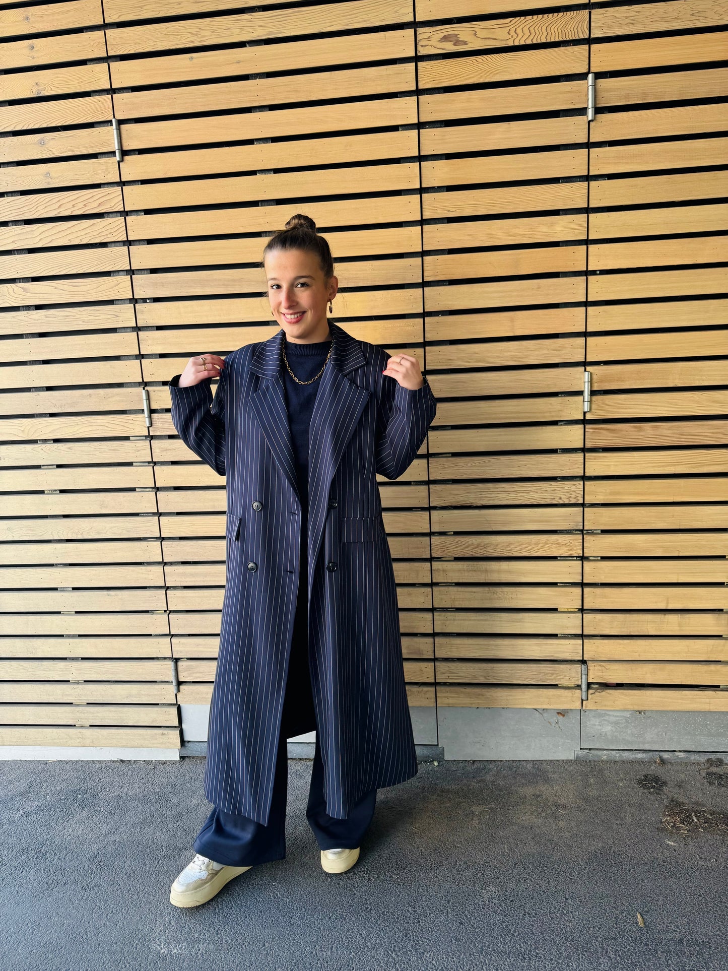 Manteau Fiva ligné bleu marine