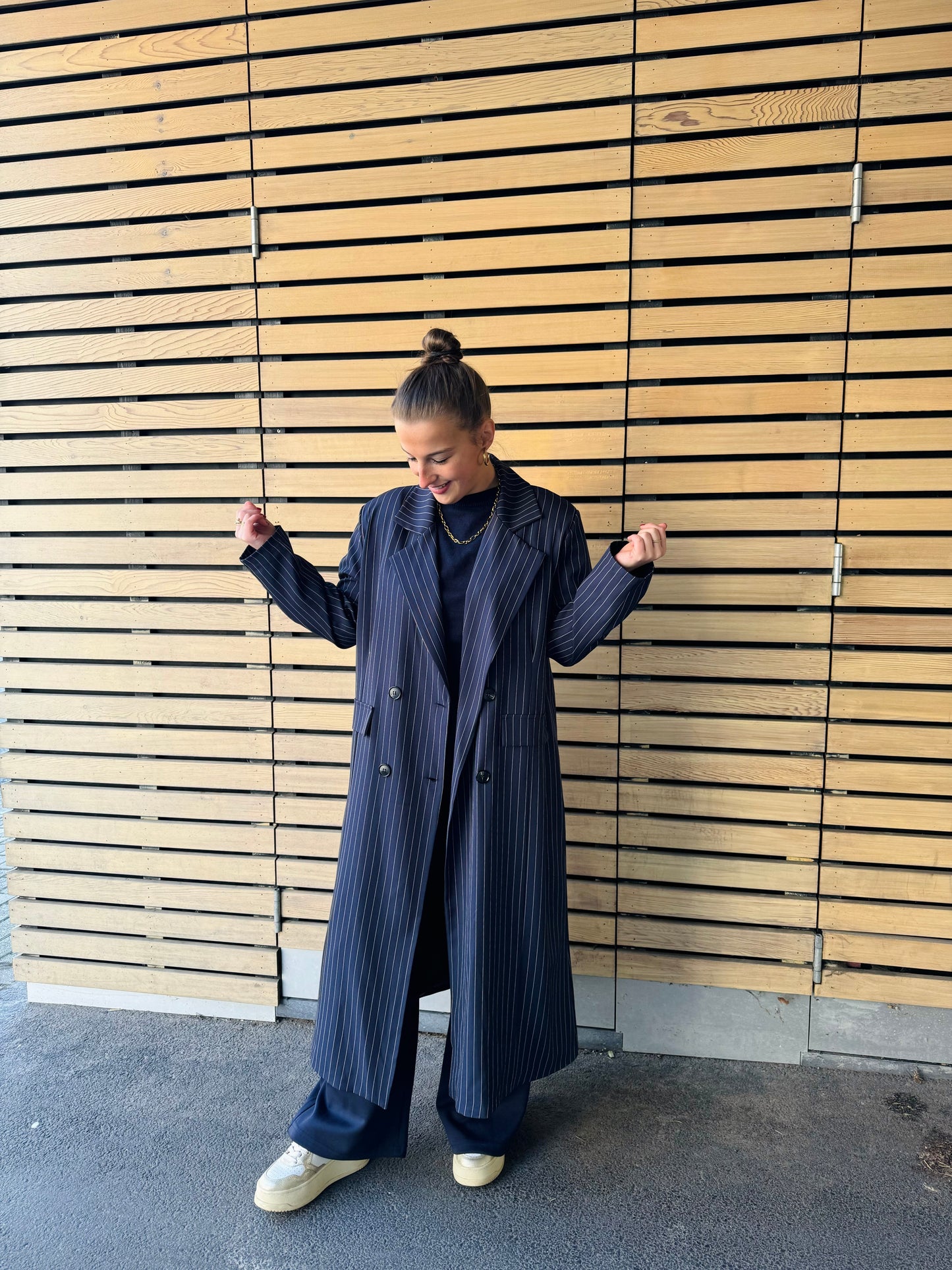 Manteau Fiva ligné bleu marine