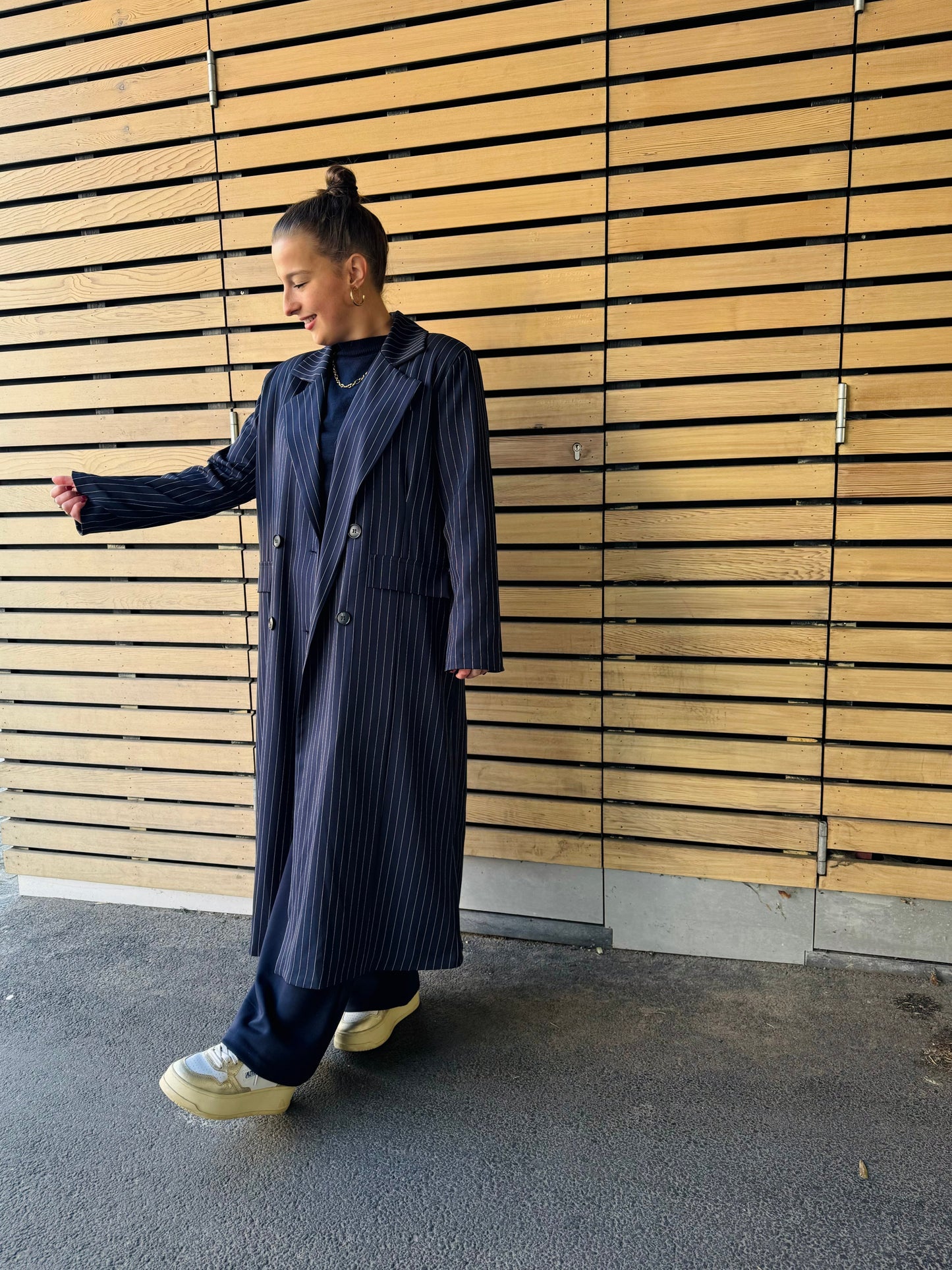 Manteau Fiva ligné bleu marine