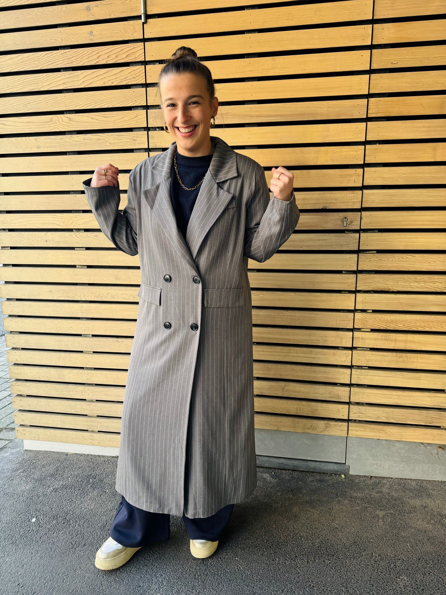 Manteau Fiva ligné gris