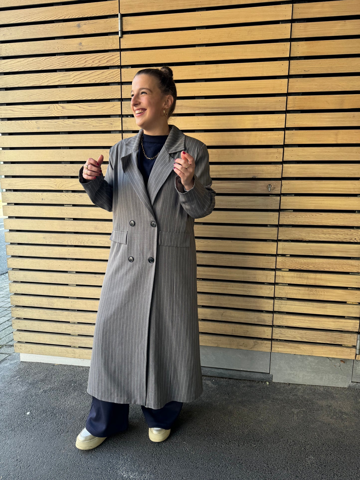 Manteau Fiva ligné gris