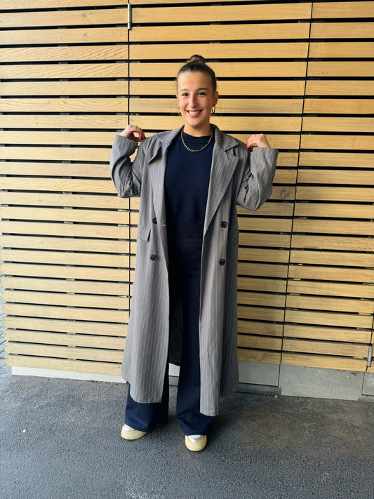 Manteau Fiva ligné gris